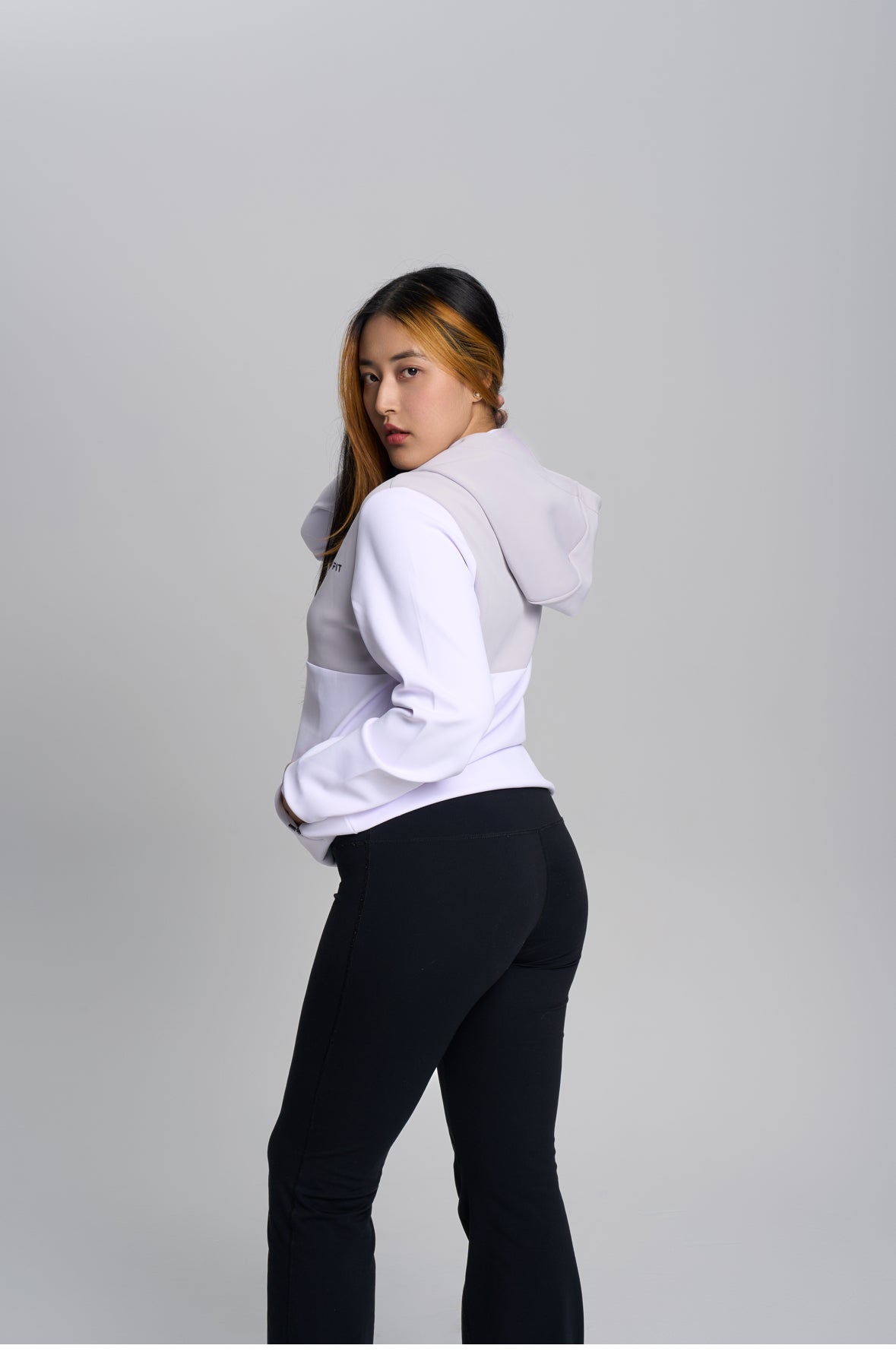 White Unisex Block Hoodie
