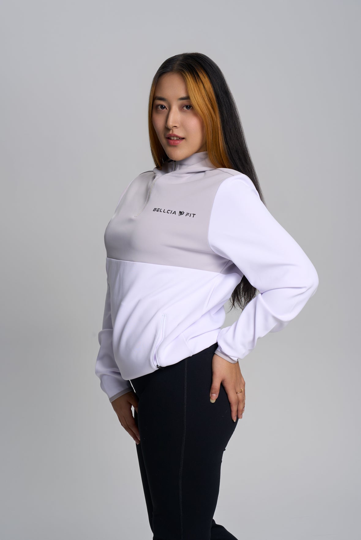 White Unisex Block Hoodie