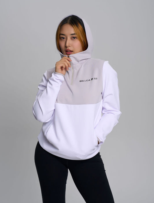 White Unisex Block Hoodie